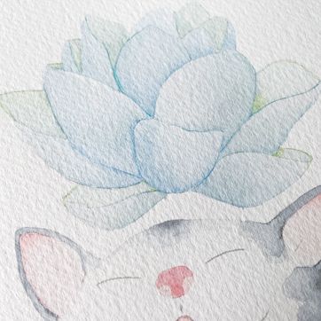 El gat i la flor de lotus, taller aquarel·a Ruseta Sá