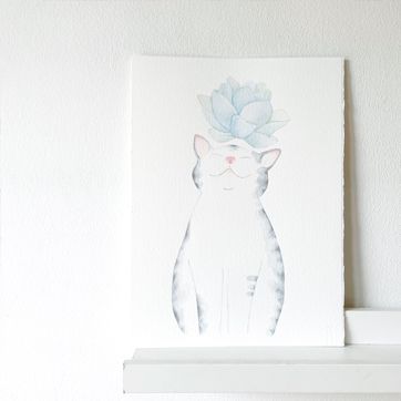 El gat i la flor de lotus, taller aquarel·a Ruseta Sá