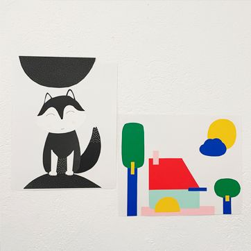 Pòsters gegants — collage d’animals i formes